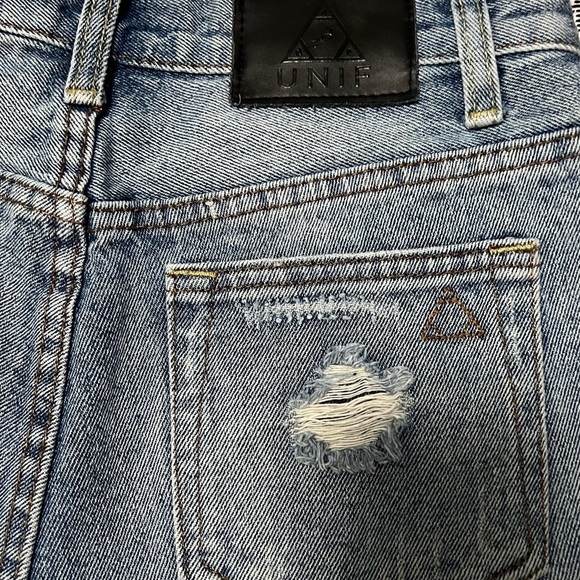 UNIF High Waist Cut Off Denim Shorts Size 26 - Picture 7 of 9